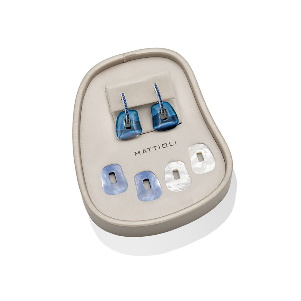 Puzzle small earrings 3 colours and sapphires