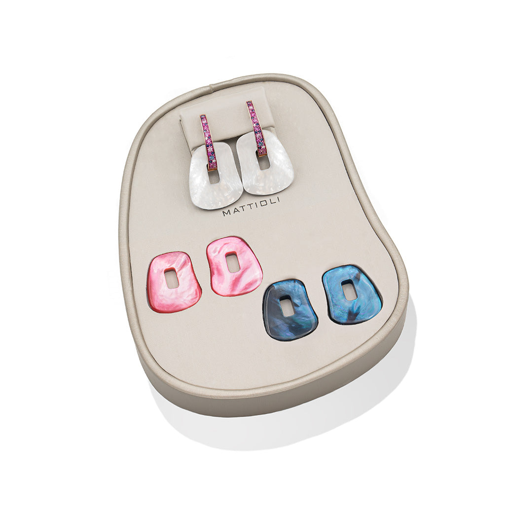 Puzzle medium earrings 3 colours and sapphires